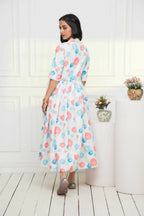 Myshka Women Multi - Floral Rayon A-Line V-Neck Dress - Distacart