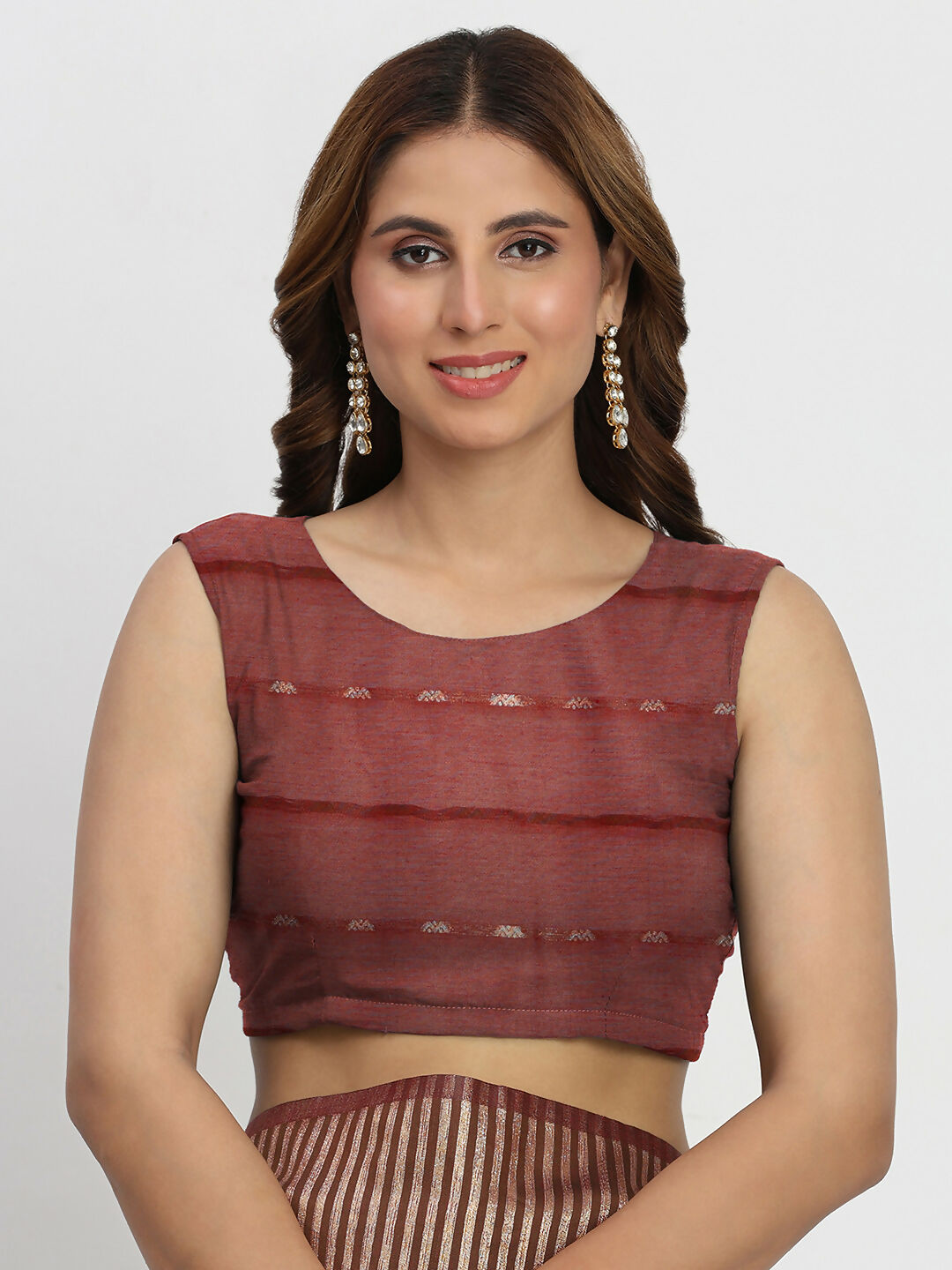 Shree Shyam Fashion Linen Cotton Maroon Saree - Distacart