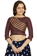 Aastha Fashion Women's Coffee Art Silk Designer Party Wear Readymade Blouse