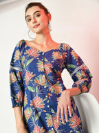 Myshka Women's Blue Printed Dress - Distacart