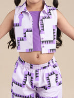 Snakes and Ladders Girls Purple Table Print Top and Pant Set from Siblings Collection