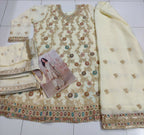 Anaita White Heavy Fox Georgette Stitched Suit with Sequence Work - Distacart