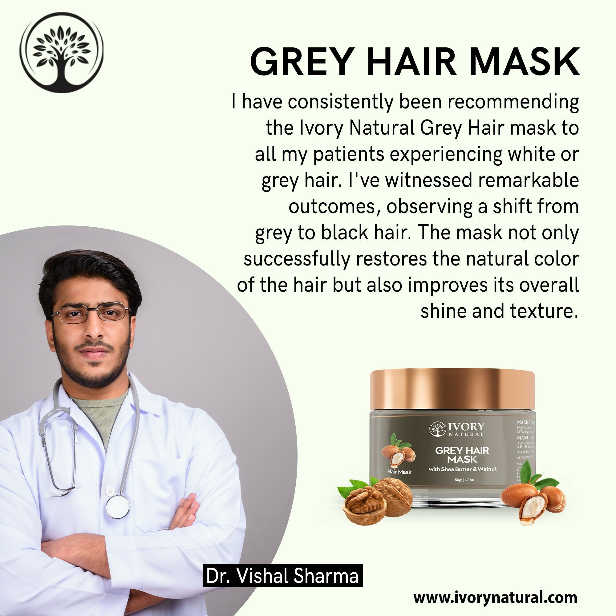 Ivory Natural Grey Mask For Hair - White To Black Hair Naturally For Both Men & Women - Distacart