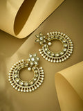 Nuyug 22K Gold-Plated Kundan Studded & Pearl Beaded Floral Chandbali Earrings - Distacart