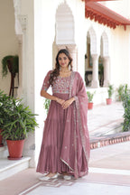Joban Fashion Peach Readymade Kurta Set With Sequence embroidery Work - Distacart