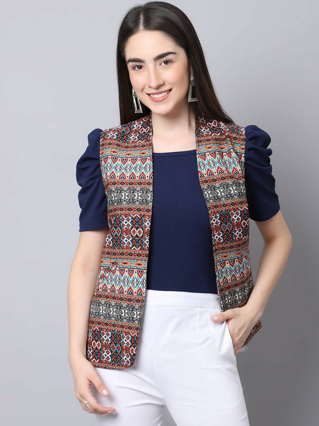 Even Apparels Brown 100% Viscose Rayon Open Front Gillet - Distacart