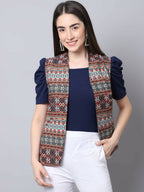 Even Apparels Brown 100% Viscose Rayon Open Front Gillet - Distacart