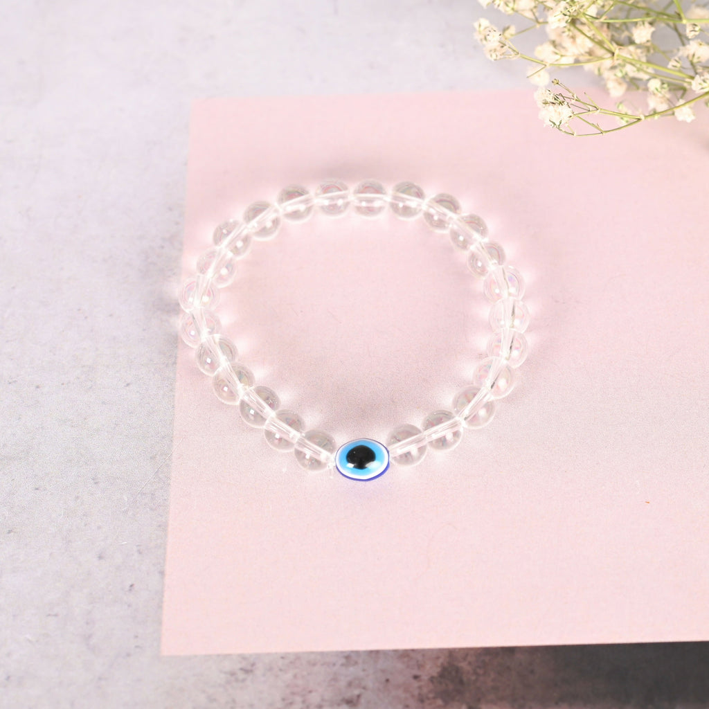 NVR Men & Women Transparent Beaded Elasticated Bracelet - Distacart