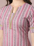 Myshka Women's Multi Printed Cotton Straight Party Kurta Set