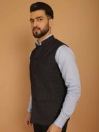 Even Apparels Pure Wool Nehru Jacket - Black