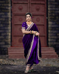 Joban Fashion Blue 9000 Velvet Party Wear Sarees - Distacart