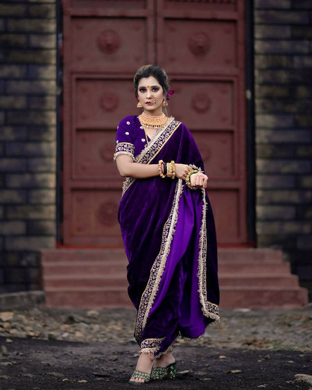 Joban Fashion Blue 9000 Velvet Party Wear Sarees
