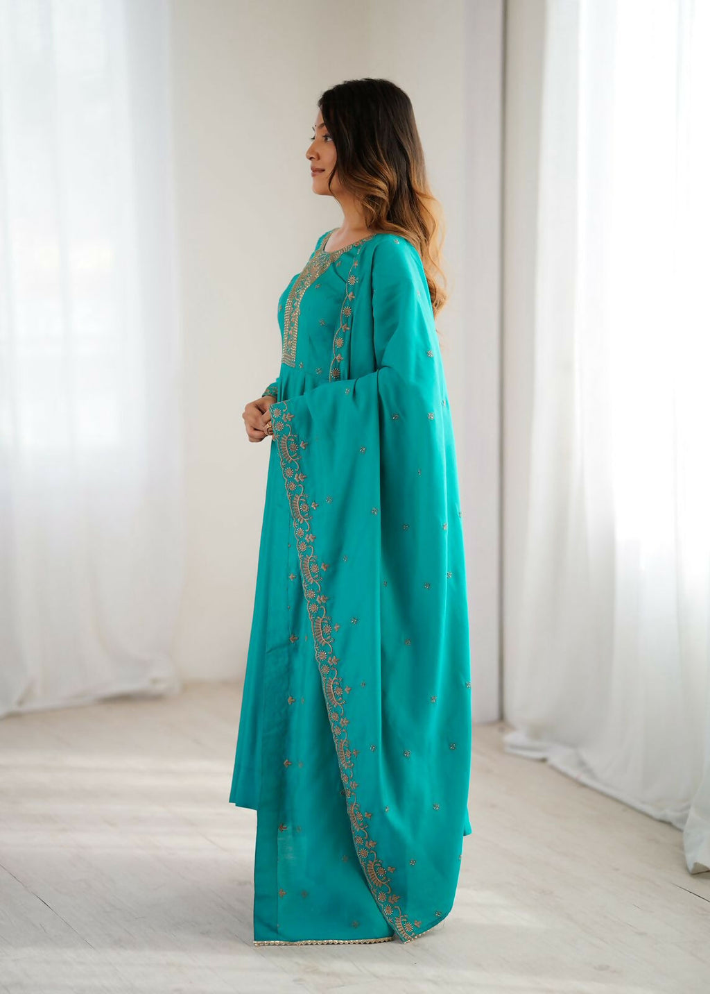 Joban Fashion Rama Kurta Set Chanderi Sequence Embroidery Work - Distacart