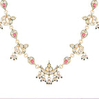 Nuyug 22K Gold Plated Regal Enamel Bloom Pearl Drop Necklace