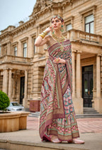Spicy Mix Maroon Superior V.P.Silk Woven Printed Patola Silk Saree - Rewaa Milano