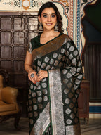 Shree Shyam Fashion Dark Green Silk Saree - Distacart