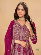 Anaita Rani Pink Faux Georgette Stitched Anarkali Suit with Heavy Embroidery Work - Distacart