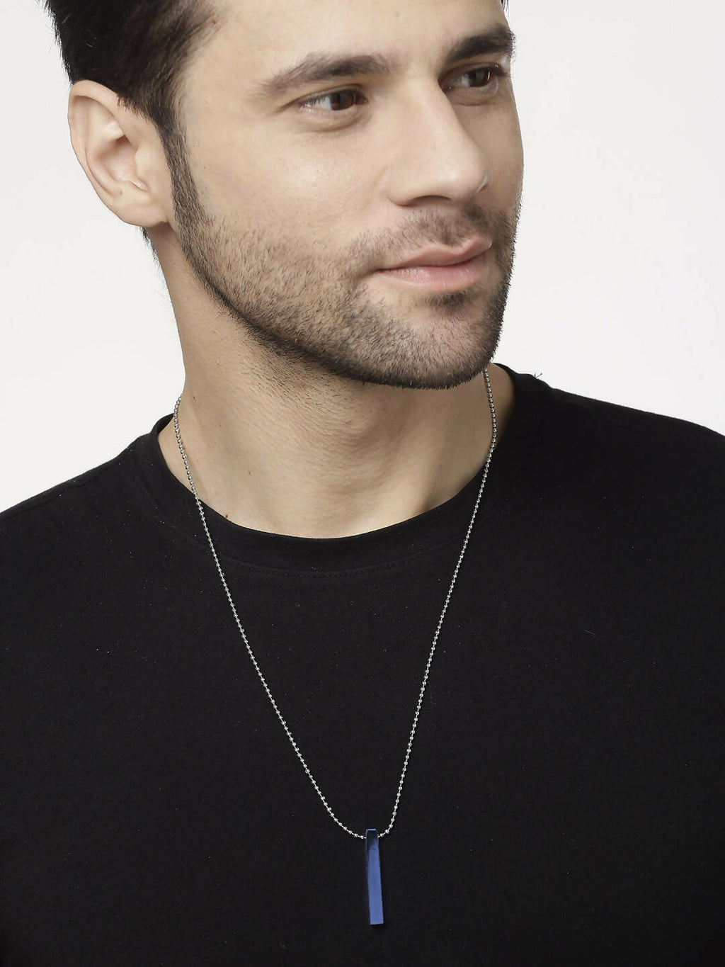 NVR Men Blue Plated Geomatric Pendent With Chain