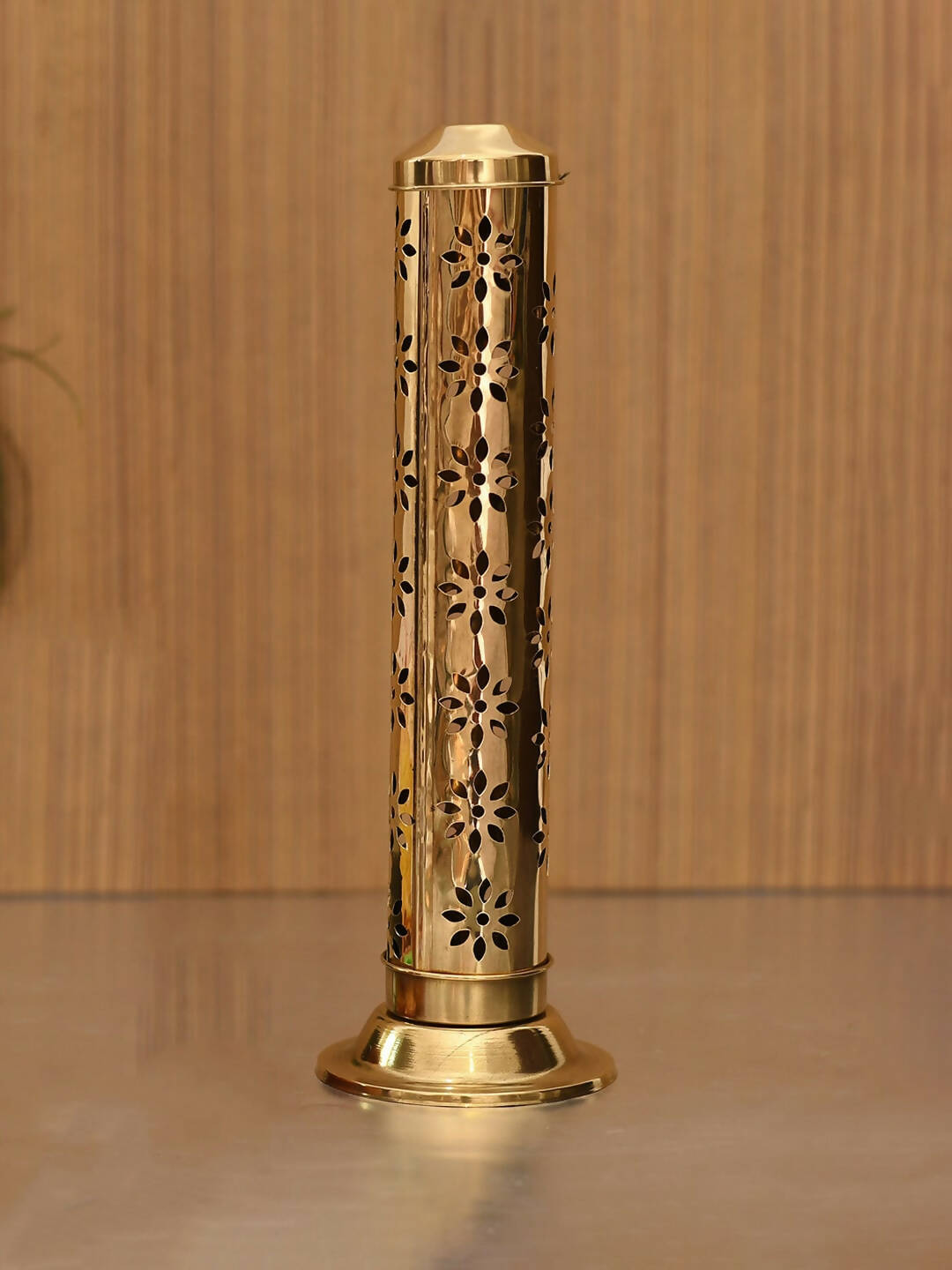 CraftVatika Gold-Toned Incense Holder Agarbatti Stand with Ash Catcher