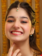 Ruby Raang Set Of Pastel Green Maang Tikka And Earrings - Distacart