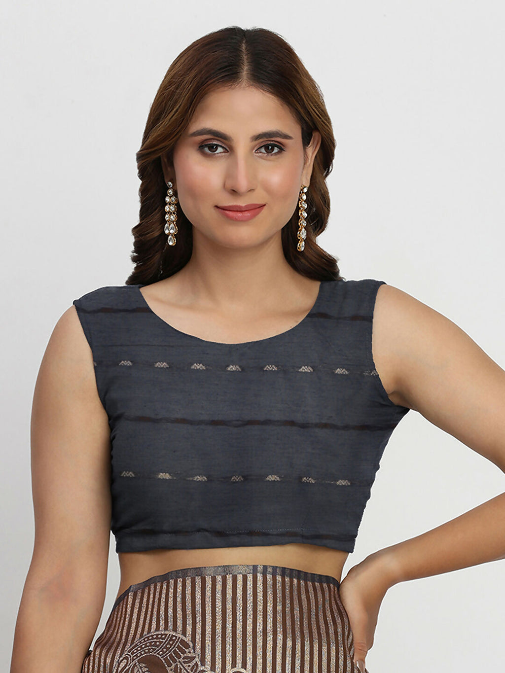 Shree Shyam Fashion Linen Cotton Navy Blue Saree - Distacart