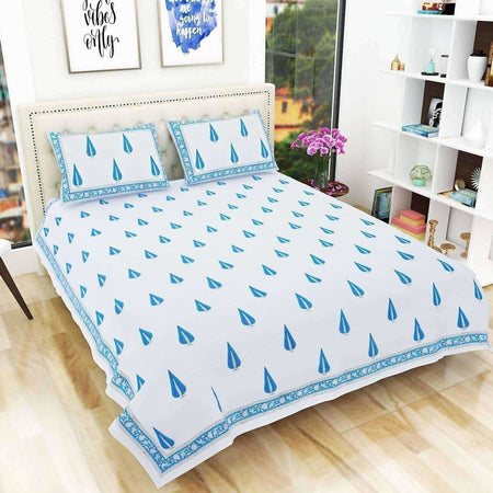 Hand Block Printed Double 230x270 Cms Jaipuri Bedspread with 2 Pillow Covers