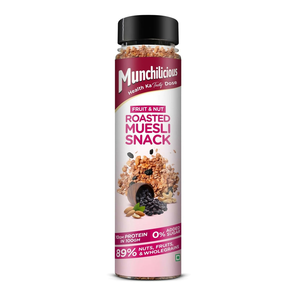 Munchilicious Muesli – Fruit & Nut Roasted Rolled Oats, Raisins, Almonds, Cashews & Peanut Butter
