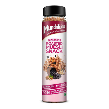 Munchilicious Muesli – Fruit & Nut Roasted Rolled Oats, Raisins, Almonds, Cashews & Peanut Butter