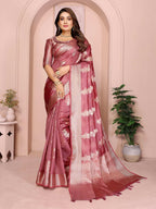 Aastha Fashion Dusty Rose Soft Organza Silk Weaving Saree - Distacart