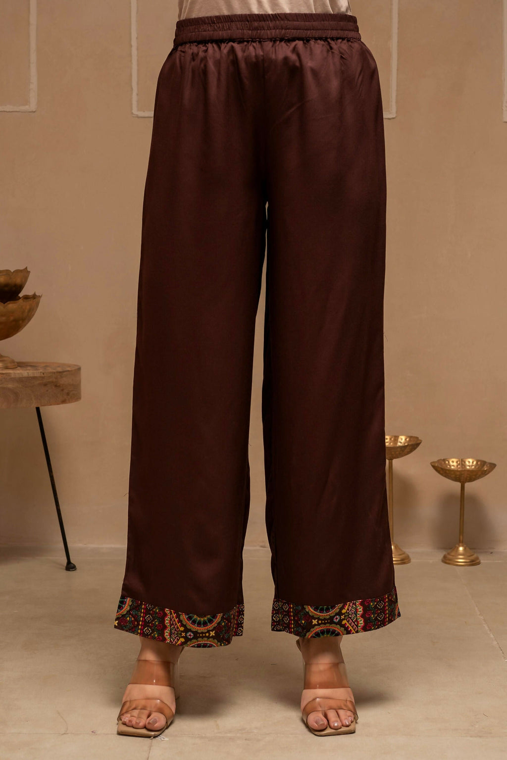 Juniper Brown Floral Viscose Kurta Pant Dupatta Set With Thread Work And Sequence - Distacart