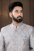 Joban Fashion Men's Grey Woven Jacquard Kurta with Pyjama