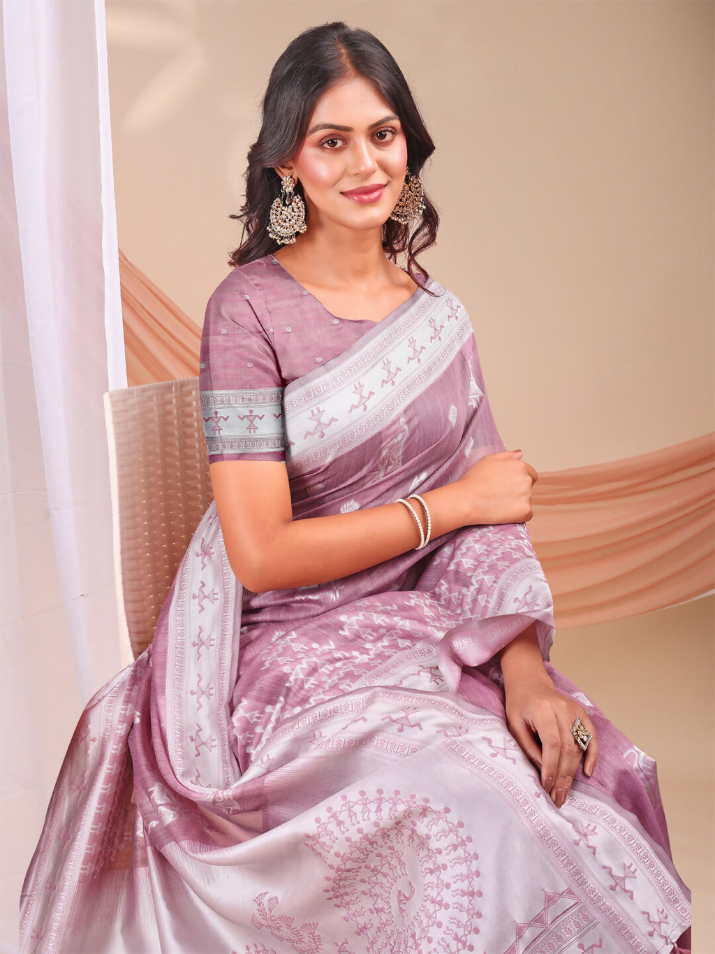 Shree Shyam Fashion Varnika Purple Linen Cotton Saree