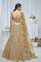 Kesar Fab Brown Net Embroidered Lehenga