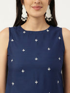 Joban Fashion Navy Blue Rayon and Embroidered Work Straight Kurta Bottom Set