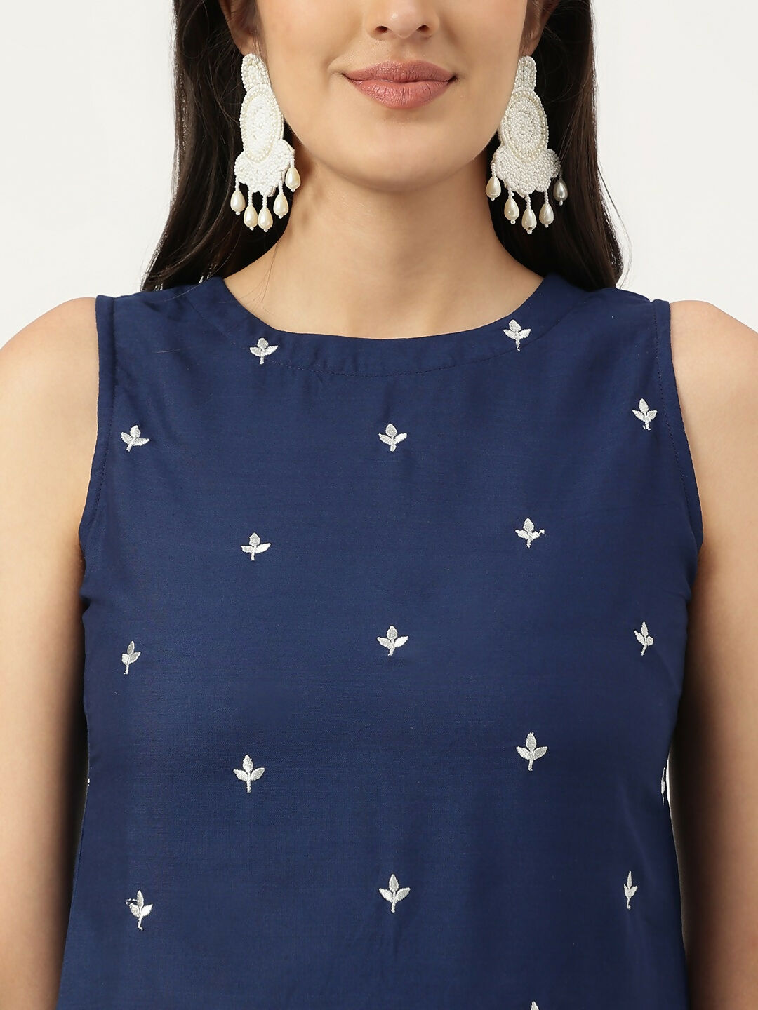 Joban Fashion Navy Blue Rayon and Embroidered Work Straight Kurta Bottom Set