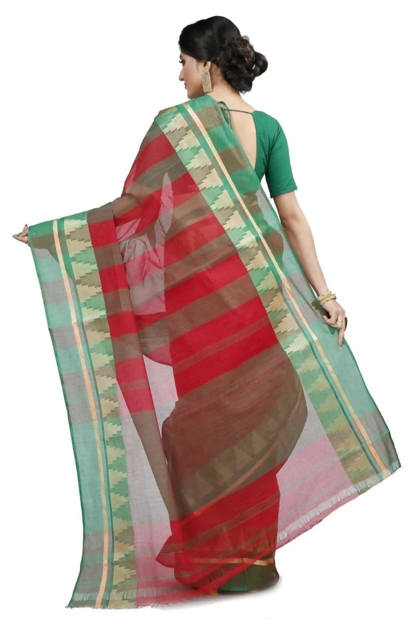 Exclusive Collection Red 100% Pure Cotton Tant Saree - Distacart