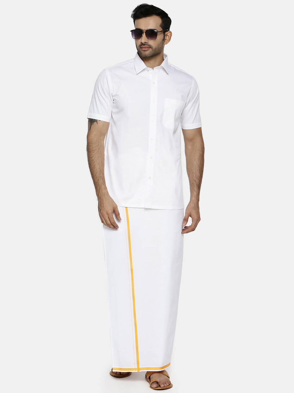 Ramraj Cotton Mens Half Sleeve Formal 100% Cotton White Shirt