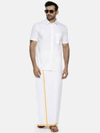 Ramraj Cotton Mens Half Sleeve Formal 100% Cotton White Shirt