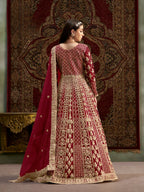 Anaita Maroon Embroidered Net Stitched Anarkali Suit - Distacart
