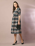 Myshka Women's Multi Printed Cotton V-Neck Empire Party Dress - Distacart