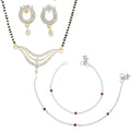 AanyaCentric Gold-plated Mangalsutra Pendant Earring Set & Silver Plated Anklet - Distacart