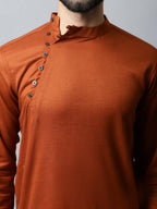 Even Apparels Brown Color Pure Cotton Men's Kurta With Side Placket (SLD1137) - Distacart