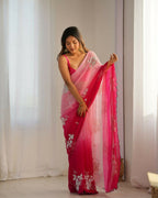 Pink Georgette Pedding Color, Embroidery Work Party Wear Saree - Erisha
