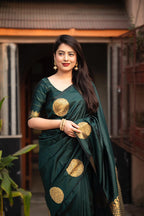 Green Silk Woven Saree with Unstitched Blouse - Hiral Fashion