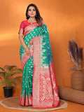 Joban Fashion Banarasi Light Green Woven Soft Silk Saree - Distacart