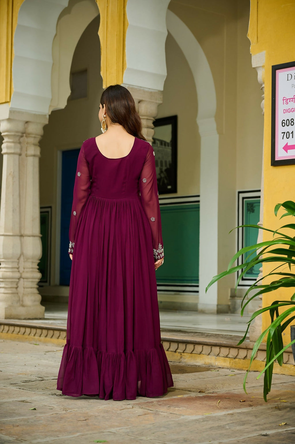 Joban Fashion Maroon Georgette Sequence Embroidery Work Kurta Set - Distacart