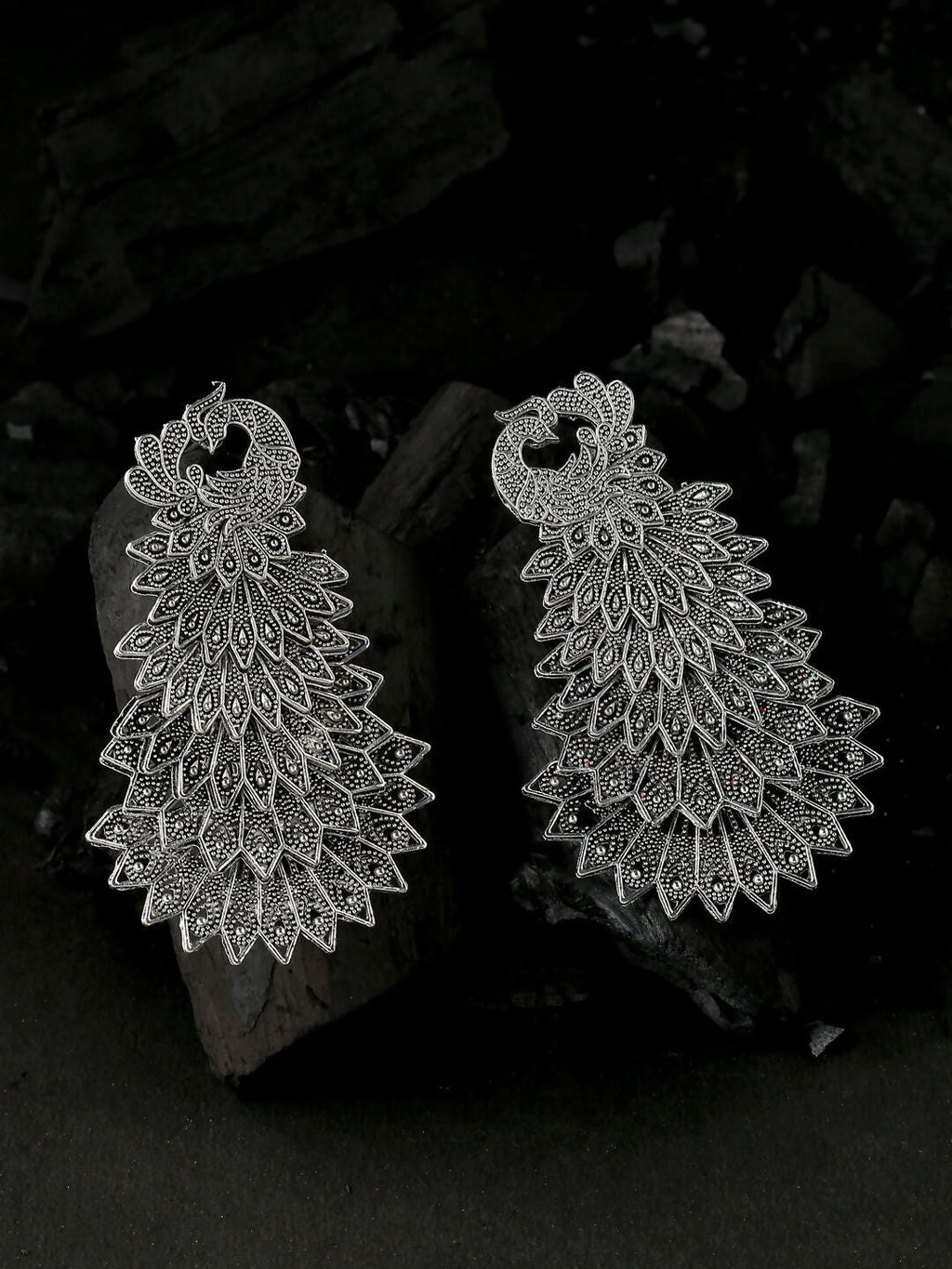 NVR Women Silver Toned Contemporary Drop Earrings - Distacart