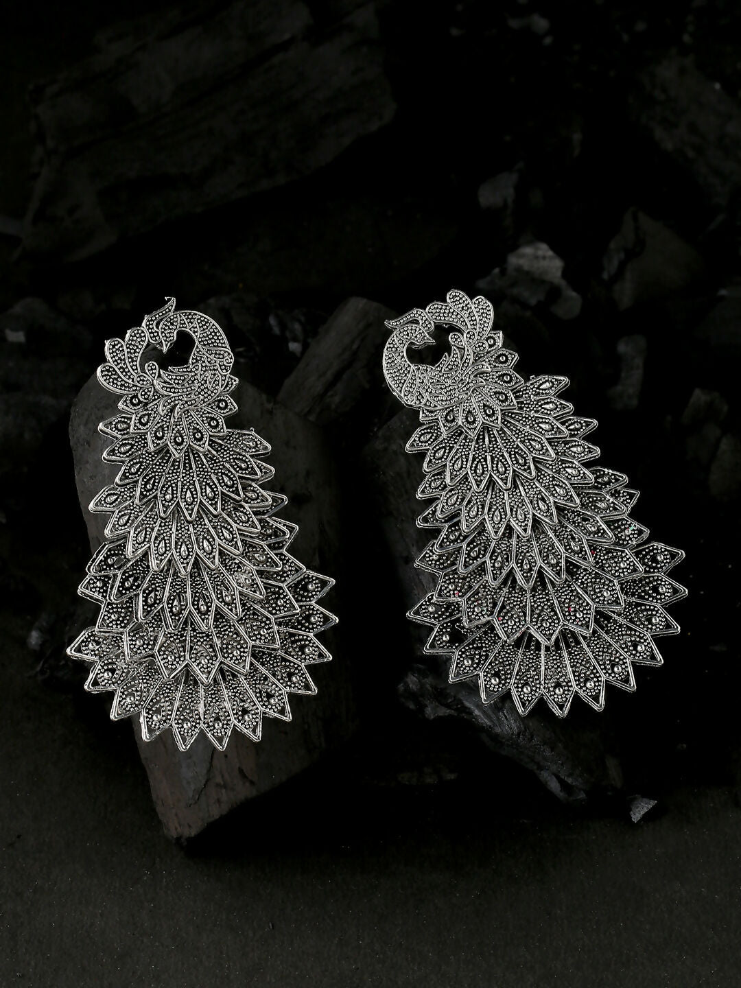 NVR Women Silver Toned Contemporary Drop Earrings - Distacart