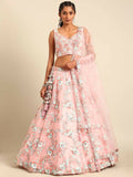 House of Panchhi Pink Net Sequins and Zarkan embroidery Lehenga choli & Dupatta