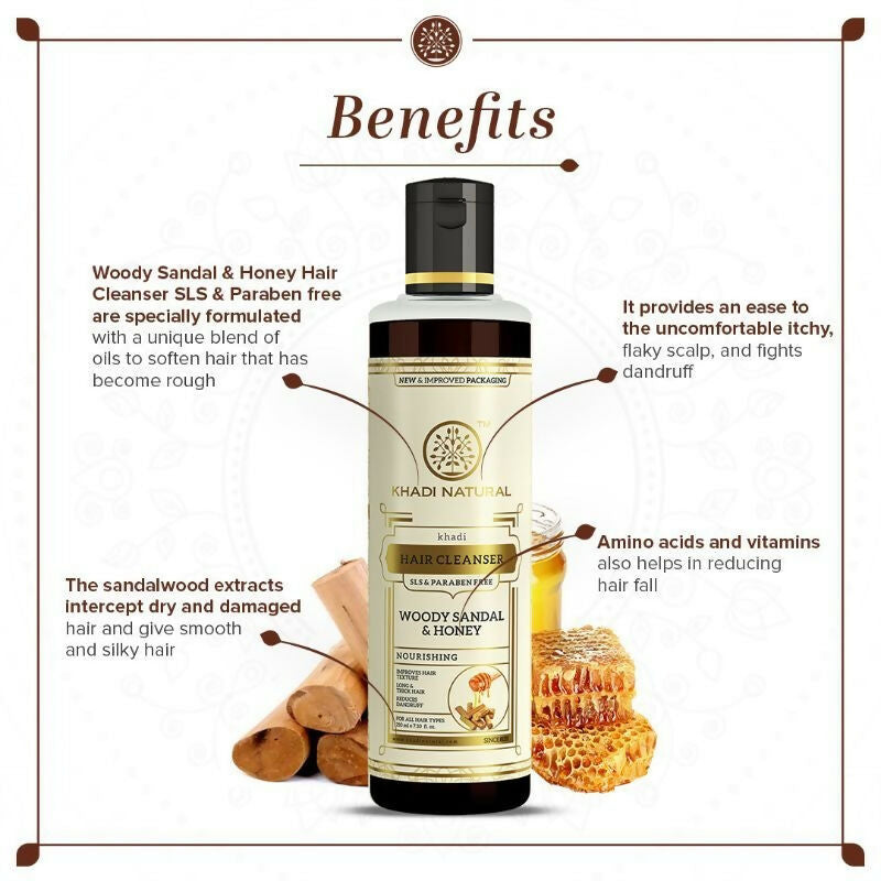 Khadi Natural Woody Sandal & Honey Hair Cleanser